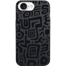 IPhone 16E ile Uyumlu Desenli Siyah Telefon Kılıfı - Dayanıklı, Ince ve Hafif Tasarım - Darbeye Dayanıklı Silikon Malzeme - Kamera ve Ekran Koruması (Labirent)