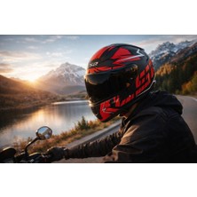 Ls2 Rapıd 2 Cromo Mat Siyah-Kırmızı Kask (Siyah Vizör)