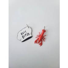 Alvina Atölye Friends Ilhamlı Istakoz & Aşçı Şapkası Figürlü Anahtarlık – Romantik & Mutfak Temalı Ikili