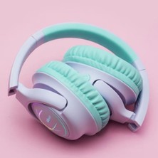 LED Işıklı Güvenli Ses Sınırlı 45 Saat Oynatma Süreli Bluetooth Çocuk Kulaklığı Lila