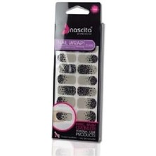 Nascita 20'li Beyaz-Siyah-Gri Desenli Yapıştırma Oje -019