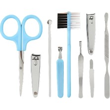 Manikür & Pedikür Seti – Elma Şekilli 8’li Mavi, Taşınabilir Tırnak Bakım Kiti