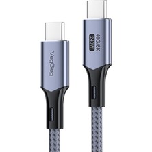 Veggieg USB 4.0 E-Mark 240W 40GBPS Thunderbolt 4 8k 60Hz Type-C Görüntü Hızlı Şarj ve Data Kablosu 2 Metre