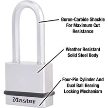 M530XKADLHCCSEN Asma Kilit Kaplamalı Askı ve 5,1 cm Ütü Mesafesi, Aynı Kapanır, 1,9 cm Genişliğinde 4'lü Paket Keyed Alike