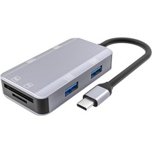 MT87 6in1 USB 3.1 Type-C Çoklayıcı Otg Kart Okuyucu Mac 15 16 ile Uyumlu Metal Kasa