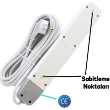 Nublado 6'lı Grup Priz - (10 Metre) Kablolu Topraklı Fiş Çoğaltıcı Çoklu Uzatma Kablosu Anahtarsız Pirizi