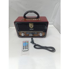 AXWER Kopya - M-111BT Şarjlı Nostaljik Radyo Bluetooth-Kumanda Usb/sd/mp3 - Kahverengi- Tek Ebat