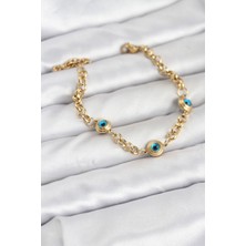 Clariss 316L Çelik Nazar Model Gold Renk Kadın Bileklik