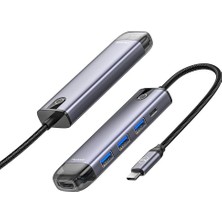 HU-7750 5ın1 Usb-C Hub Çoğaltıcı Gri