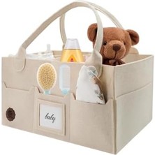 S*mart Ege Keçe Anne Bebek Bakım Çantası, Kapaklı, 3 Bölmeli, Fermuar Cepli Çok Amaçlı Alt Açma Organizer Çanta