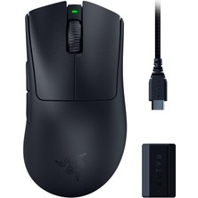 Deathadder V3 Pro + Hyperpolling Kablosuz Adaptör - Ultra Hafif Kablosuz Ergonomik Esports Mous (63G, Focus Pro 30K Optik Sensör, Optik Fare Anahtarları Gen-3) Siyah