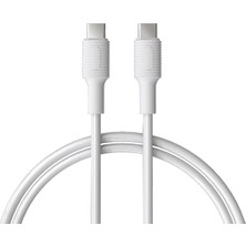 Type C-C Power Delivery Hızlı Şarj Kablosu, Beyaz Kablo, Beyaz/beyaz Uçlar (150 Cm)