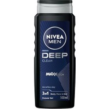 Nıvea Men Erkek Deep Dimension Duş Jeli 500 Ml,derinlemesine Temizlik,bakımlı Cilt,vücut,yüz ve Saç Için,ferah Koku,aktif Karbon