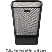Reader Mesh Çöp Kovası, Atık Kağıt Sepeti, Kare, Ofis, Metal Örgü, 9.8 "u x 9.8" G x 12.25" H, 4'lü Set, Siyah