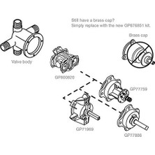 Part GP876851 -Temp Mikser ve Basınç Dengeleyici Ünite Kiti, Tek, Siyah