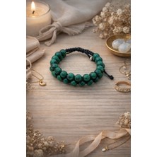 Enfera Doğal Taş Doğal Taş Zoisit Taşı Makrome Çift Sıra Bileklik 8 mm