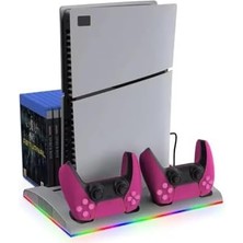 TP5-3570 Ps5 Soğutucu Organizatör 2 Fanlı Stand Kol Şarj Edici Stand 3 USB Hub Kulaklık Platstation Standı