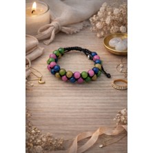 Enfera Doğal Taş Doğal Taş Turmalin Taşı Makrome Çift Sıra Bileklik 8 mm