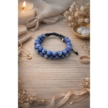 Enfera Doğal Taş Doğal Taş Dumortierit Taşı Makrome Çift Sıra Bileklik 8 mm