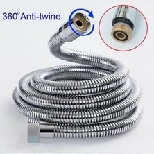 360 Derece Dönebilen Patlamayan Dolanmayan Prinç Bağlantılı Parlak Kromajlı 150 Cm+ 20 cm Esneyebilen Kaliteli Duş Hortumu G1/2