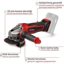 Akülü Avuç Taşlama Te-Ag 18/125-2 Li - Solo Power X- (18 V, 125 mm Ø Disk, 33 mm Kesme Derinliği, Yumuşak Başlatma Özelliği, Kesme Koruması)