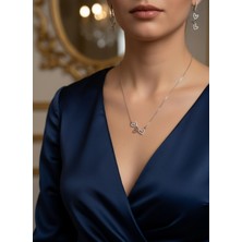 Zarene Silver Birleşen Kalpler Küpe&kolye 2'li Takım 925 Ayar Gümüş