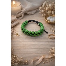 Enfera Doğal Taş Doğal Taş Yeşim Taşı Makrome Çift Sıra Bileklik 8 mm