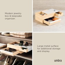 Twitter Tasarım Takı Kutusu Modern Takı Kutusu Secret Çatı Yüzükler, Bileklikler, Kolyeler, Küpeler ve Aksesuarlar Için, Ahşap/metal, Beyaz / Naturel, Büyük