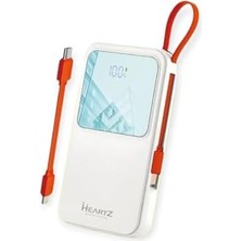 H22 10000 Mh Pd 20W ve USB 22.5W Fast Hızlı Şarj Dahili Type C ve Lightning Kablolu Dünya Standartlarına Uygun Polymer Batarya Birebir Amper LCD Göstergeli Powerbank