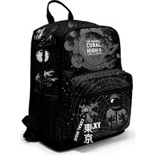 Dört Bölmeli Siyah Galaxy Ortaokul Çantası - Erkek Çocuk