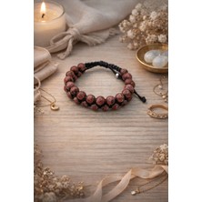 Enfera Doğal Taş Doğal Taş Rodokrozit Taşı Makrome Çift Sıra Bileklik 8 mm