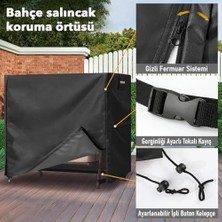 Bahçe Salıncak Koruma Örtüsü Üç Kişilik Tenteli Hamak Bahçe Salıncağı Koruma Kılıfı Su Geçirmez Branda Dayanıklı 210X125X170CM Siyah