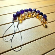 2'li Ametist-Sitrin Doğal Taş Telefon/araba Anahtarlığı Aksesuarı