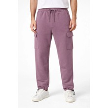 Alfanora Erkek Baggy Üç Iplik Kargo Cepli Eşofman Ayarlanabilir Paça Beli Ipli Pantolon - Gül Kurusu