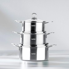 Silver 6 Parça Paslanmaz Çelik Mini Tencere Seti (12-14-16 Cm)