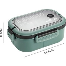 1200 ml 2 Katlı 6 Bölmeli Bpa'sız Pp Plastik Sefer Tası ve Beslenme Çantası - Hava Kilitli Bento Lunch Box, Çatal ve Kaşık Dahil (Yeşil)