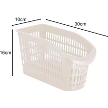 Buzdolabı Düzenleyici Sebzelik Dar Sepet Seti, Çok Amaçlı Plastik Organizer, 4 Parça, Krem