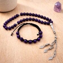 Enfera Doğal Taş Doğal Taş Ametist Taşı Tesbih ve Bileklil 33'lü Set