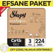 Sleepy Ecologic Premium Plus Efsane Paket Bebek Bezi 3 Numara Midi 224 Adet