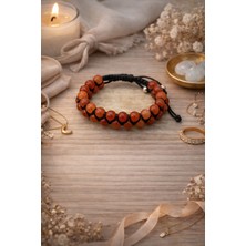 Enfera Doğal Taş Doğal Taş Akik Taşı Makrome Çift Sıra Bileklik 8 mm