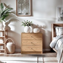 Dekorex SFR103-CEVIZ 3 Çekmeceli Şifonyer (G:69 Y:67 D:38)