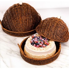 Kosova Wicker Serisi 2'li Kapaklı Hasır Örme Yuvarlak Saklama Kabı