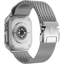 46 mm Uyumlu Metal Kordon, Örgü Çelik Kayış, Ayarlanabilir Toka