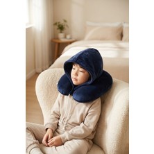 Heybee Luggages NKK020- Ortopedik Eğlencel Kapişonlu Lacivert Seyahat Boyun Yastığı - Seyahat Visco Boyun Yastığı