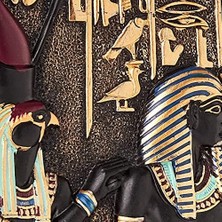Rameses I Between Egyptian Gods Horus And Anubis Duvar Plakası Frieze, 28 Cm, Tam Renkli