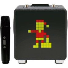 15W 11X11 Piksel LED Ekranlı Karaoke Bluetooth Hoparlör Siyah BTS-270