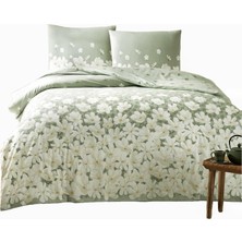 April  Çiçek DESENLI%100 Pamuk Nevresim Takımı, Yeşil, Tek Kişilik