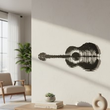 Arussio Gitar Günbatımı Çerçevesiz Dekoratif Ahşap Tablo