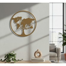 Arussio Dünya Ağacı Çerçevesiz Dekoratif Ahşap Tablo