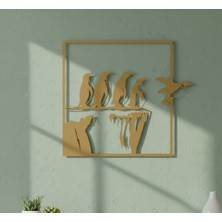 Arussio Uçan Penguen Çerçevesiz Dekoratif Ahşap Tablo